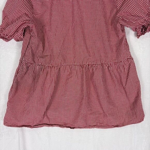Maeve by Anthropologie Red & White Gingham V Neck Short Sleeve Blouse Top Small - Picture 8 of 10
